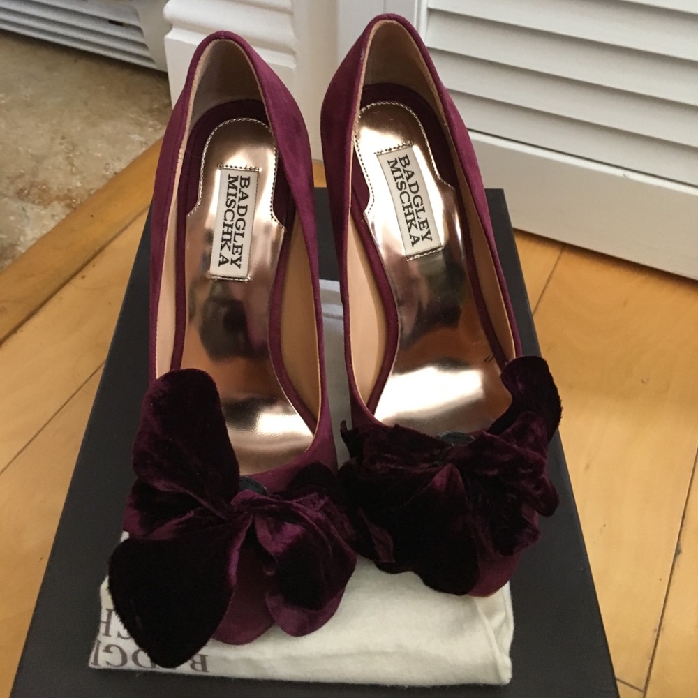 NWT Size 6 Berry Badgley Mischka Suede "Maribelle" Pumps